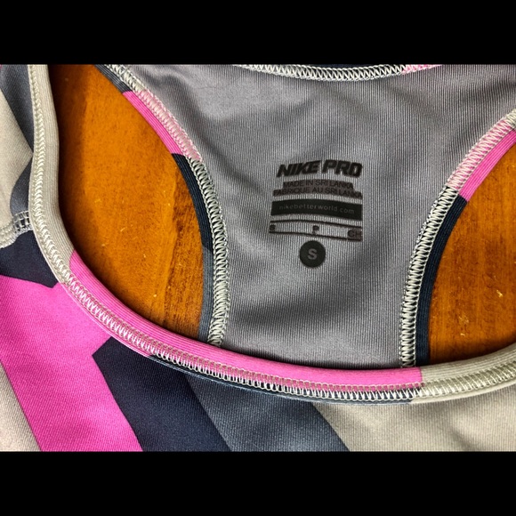 Nike Pro Grey Pink Dark Blue Sports Bra Sz Small - Picture 4 of 5